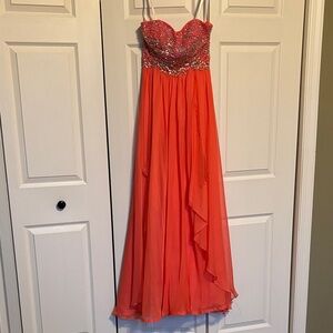 Sherri Hill Coral Embellished Dress
